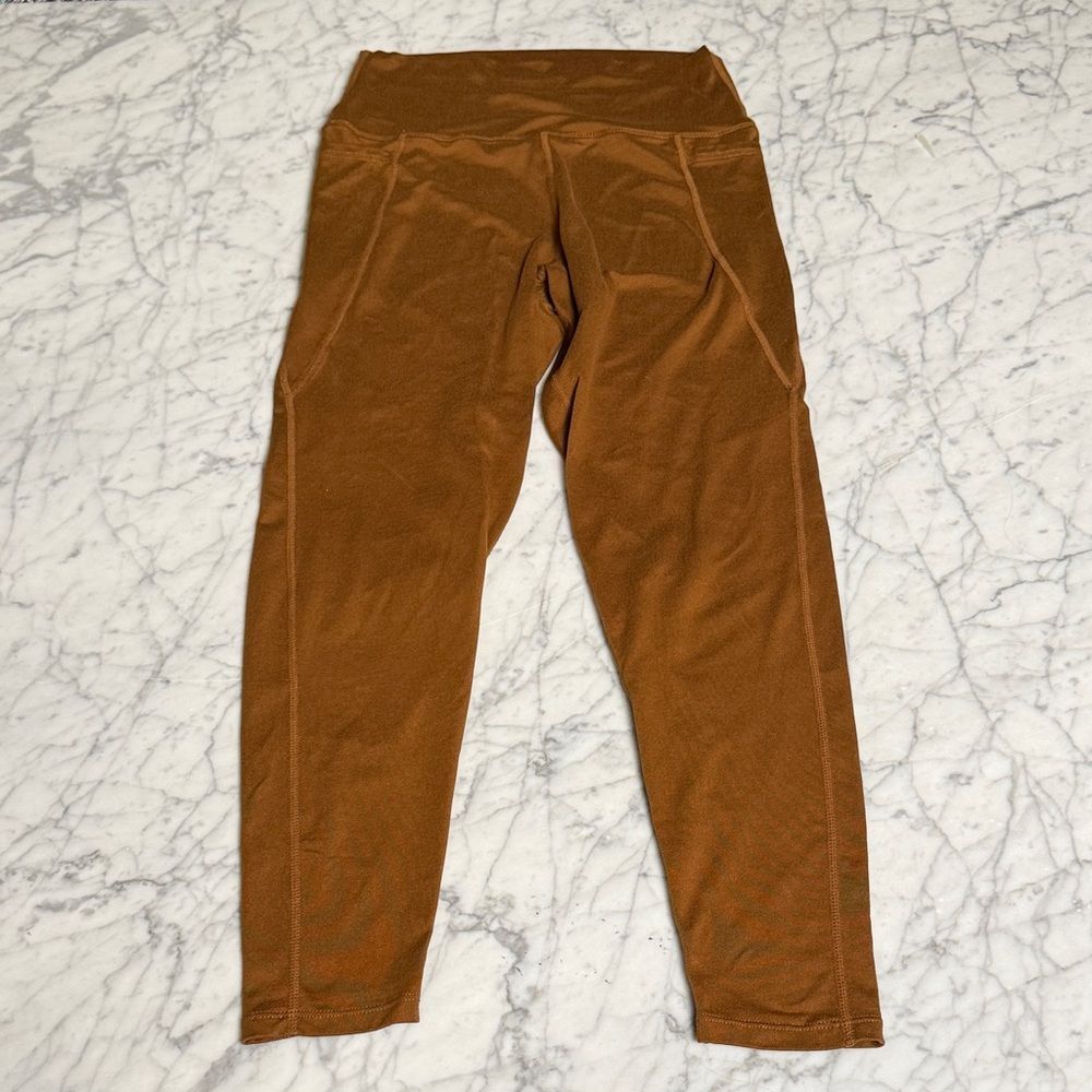 Sage Athleisure Hybrid Pocket Women's Brown High-Waisted Leggings Sz S
